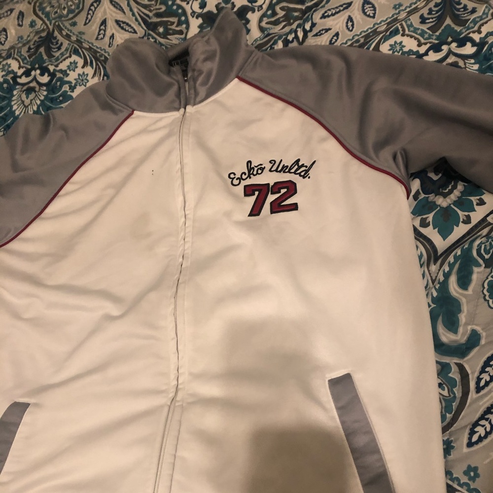 White and gray Marc Ecko zip up